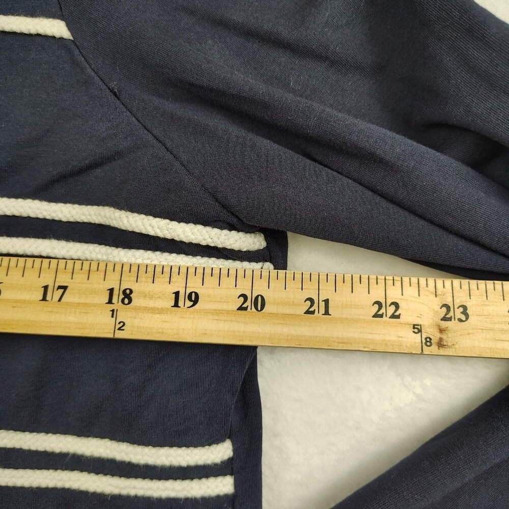 Crown & Ivy Nautical Shirt Womens Petite XL Navy Striped Ruffled - Picture 7 of 7